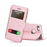 iPhone8 ケース iPhone7ケース,FYY [窓付き]ケース 軽量 超薄型 横開き 手帳型 耐衝撃 スタンド機能 マグネット式 PUレザー スマホケース 【4.7インチ】 iPhone 8/7 兼用 ローズゴールド